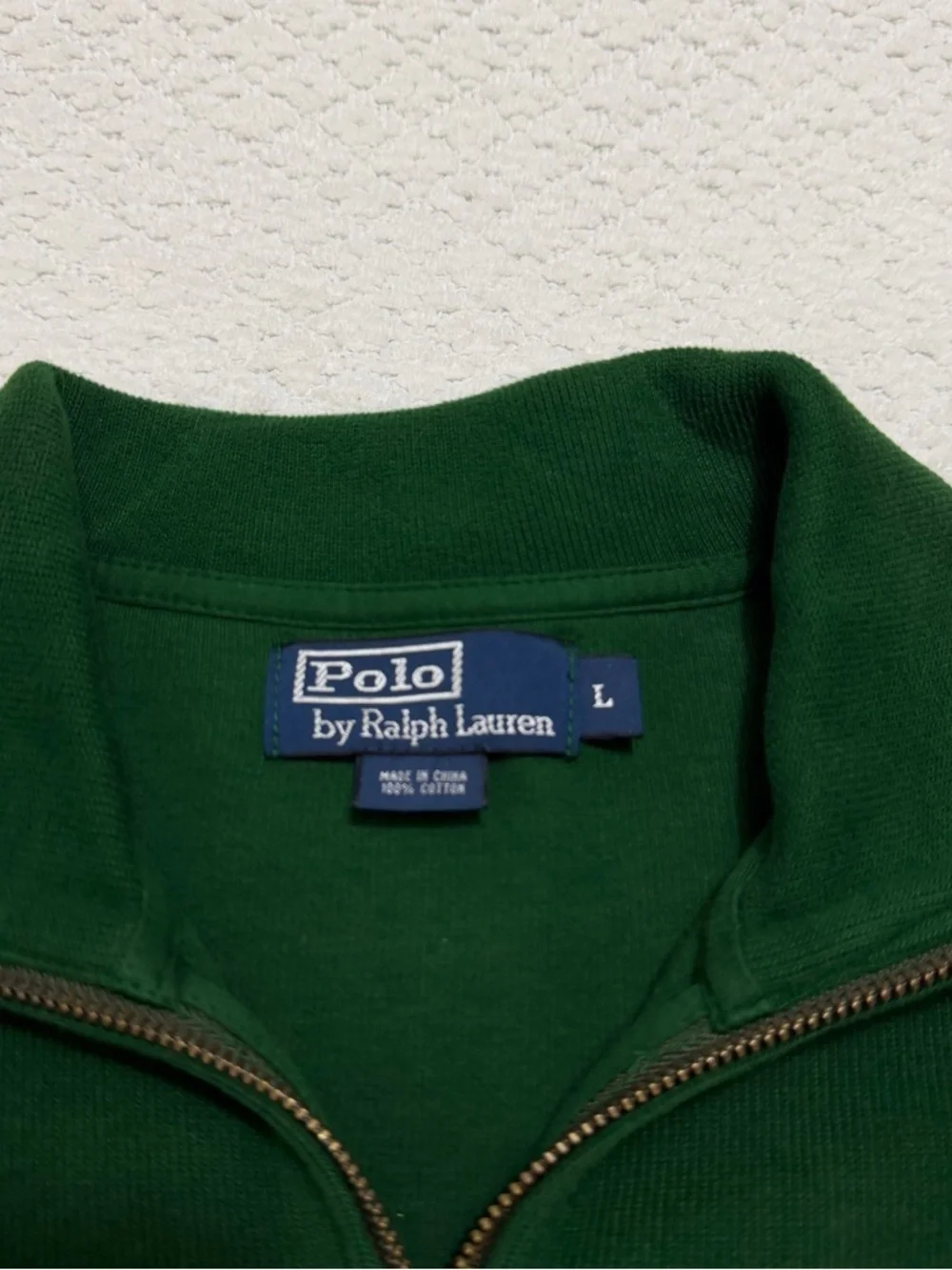 Polo Ralph Lauren Quarter Zip Pullover Green Cotton Men’s Size Large